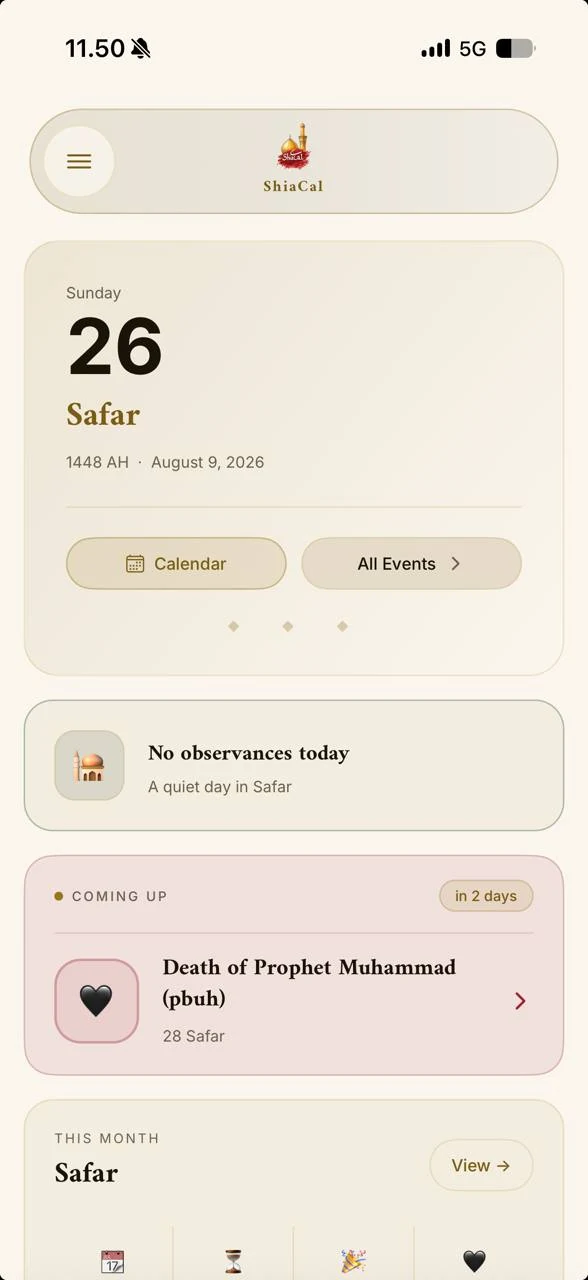 ShiaCal App Preview